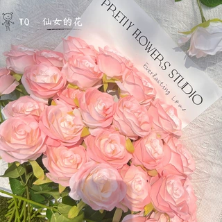 定制玫瑰花仿真花束摆件拍照高颜值diy礼物碎冰蓝客厅装饰品批发