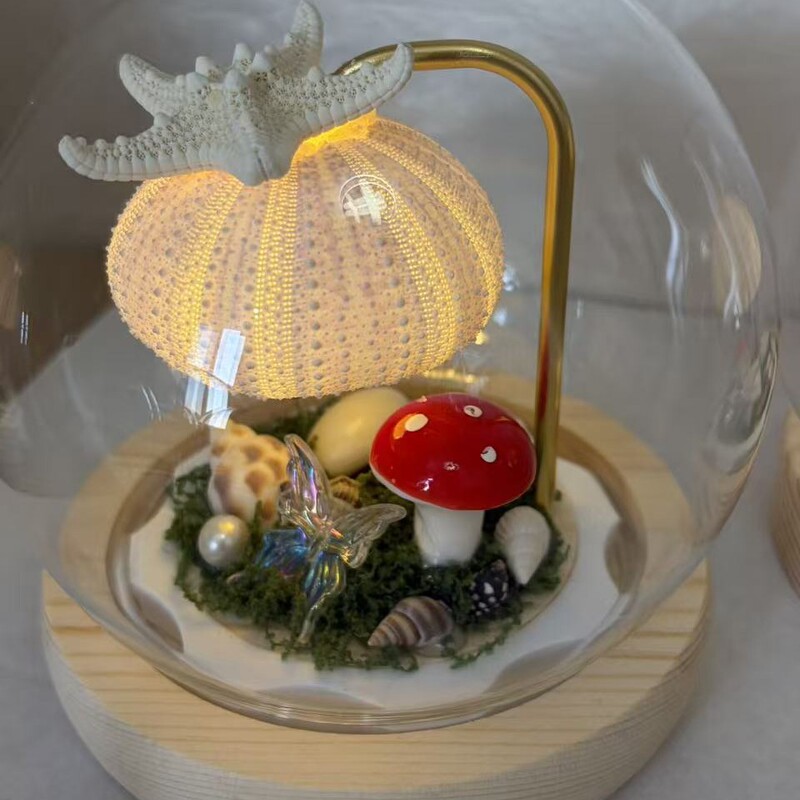 Sea Urchin Shell Night Light Dly Desktop Ornament Handmade Gift for Girls and Best Friends Room Decoration