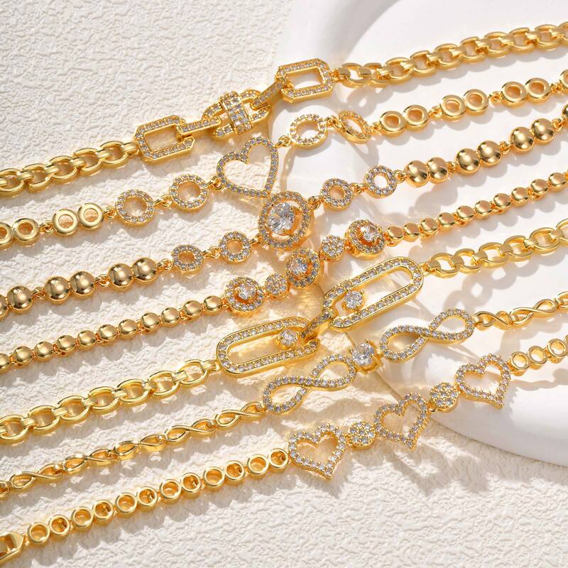 Bracelets Women's Zircon Bracelet Flower Heart-Shaped Round Leaf Snake-Shaped Spring Water Pbr-101