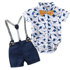 Cross-border baby boy summer new short-sleeved khaki shorts suit European and American gentleman dress for boys dropshipping