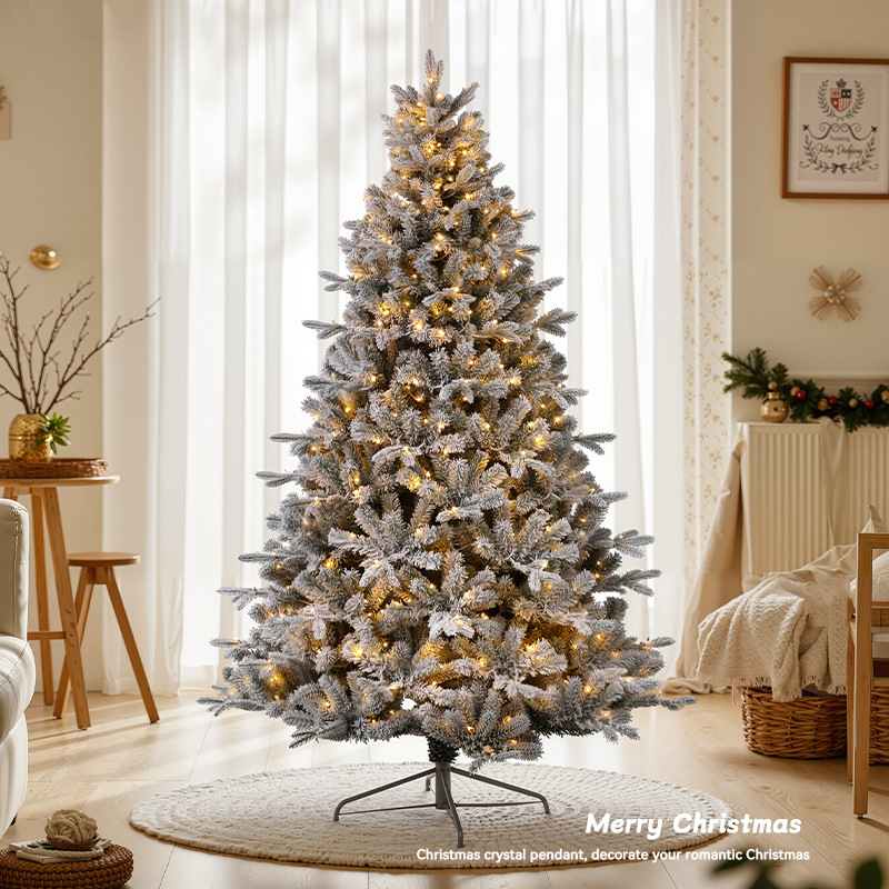 Arbol de Navidad blanco flocado pe decoración de Navidad nieve simulación árbol de nieve criptografado lujoso paisaje de nieve árbol grande desnudo