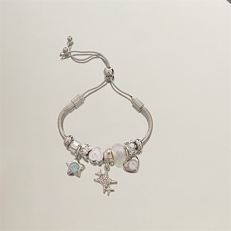 Panjia Style Stainless Steel Star Adjustable Bracelet Women's Cross-border Amazon Explosions diy Diamond Beaded Jewelry