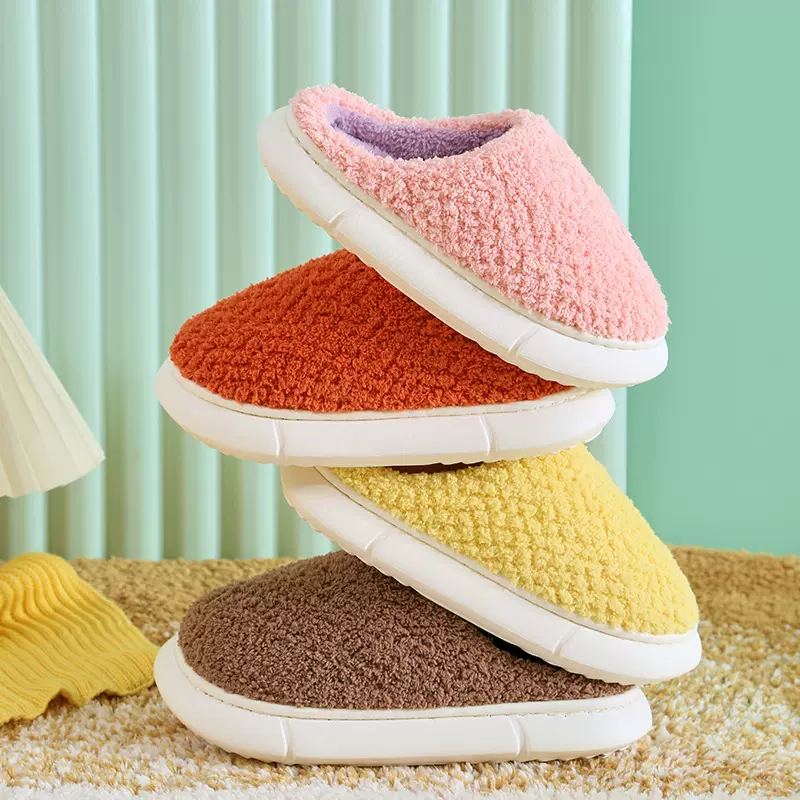 2025新款EVA踩屎感厚底棉拖鞋家居室内外半包保暖情侣毛绒棉拖鞋