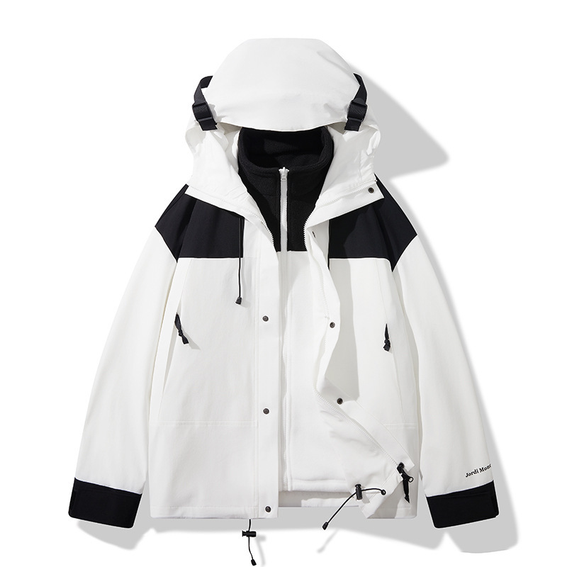 定制LOGO户外三合一冲锋衣情侣款春秋季登山服男女款三防连帽夹克|undefined