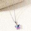 Marine necklace stainless steel, crystal heart shaped, sweater heart-shaped, European style