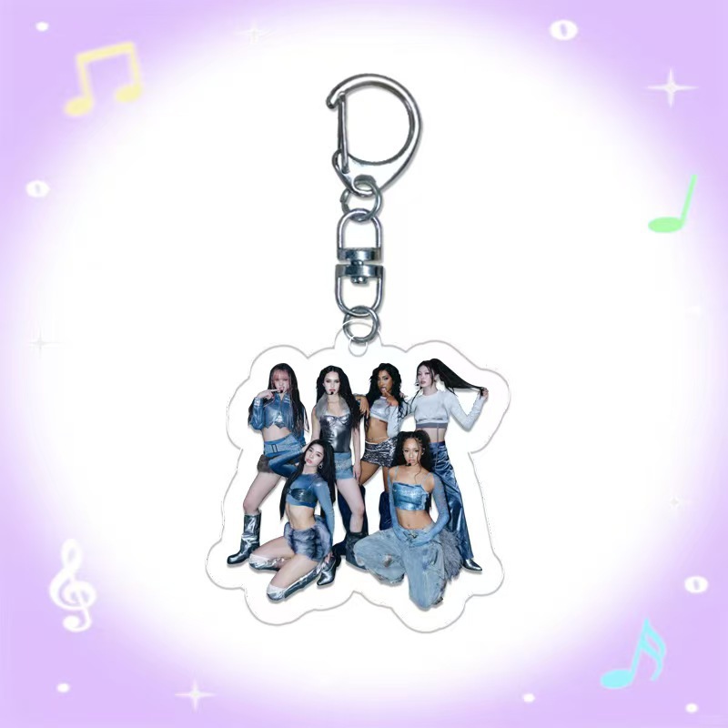 Colgante acrílico colgante llavero KATSEYE joyas DIY bolsos estrella colgante D-clip colgante regalo