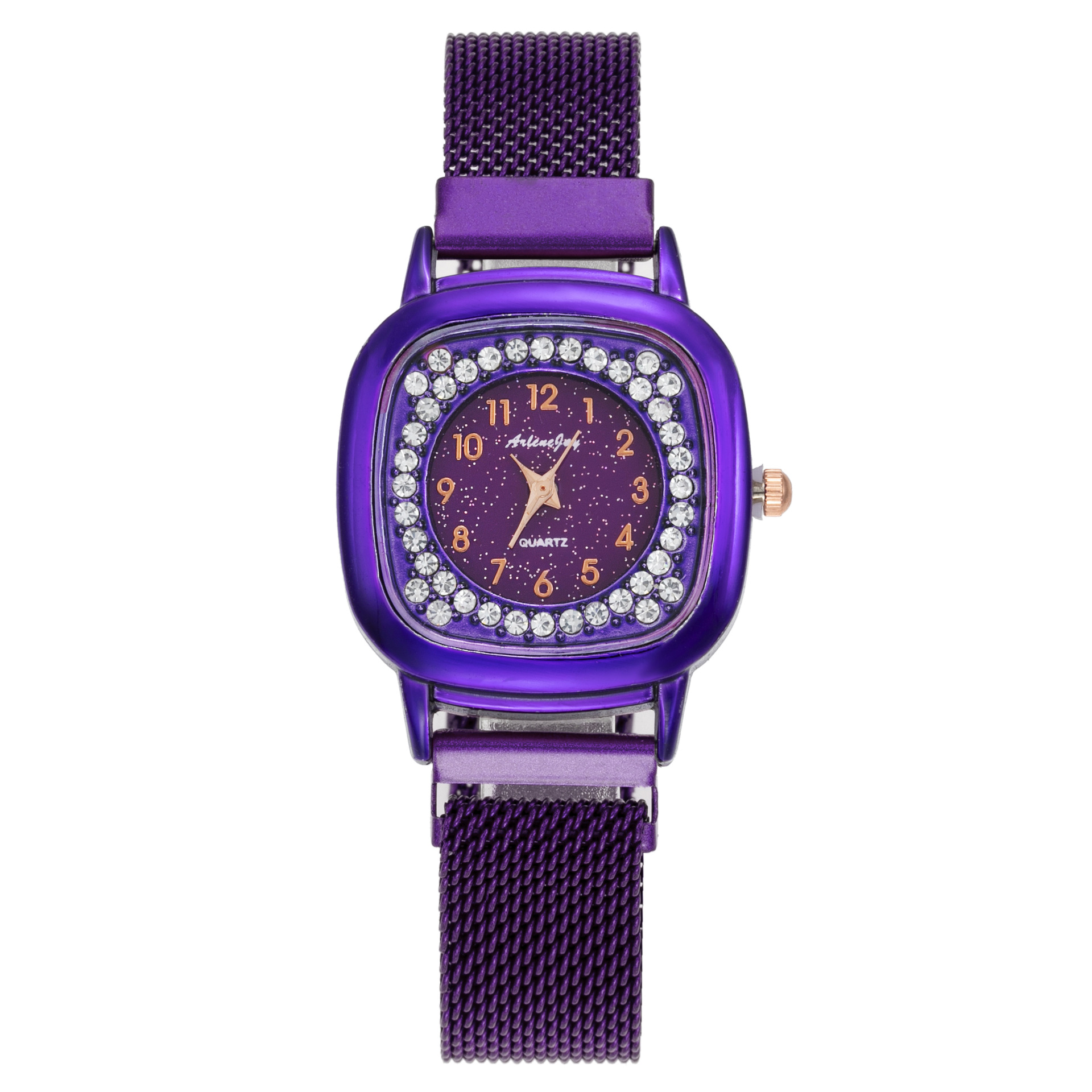 Shake the sound Net Red Rice blue with magnet stone Women's Watch Fashion Square diamond bracelet quartz watch factory wholesale spot