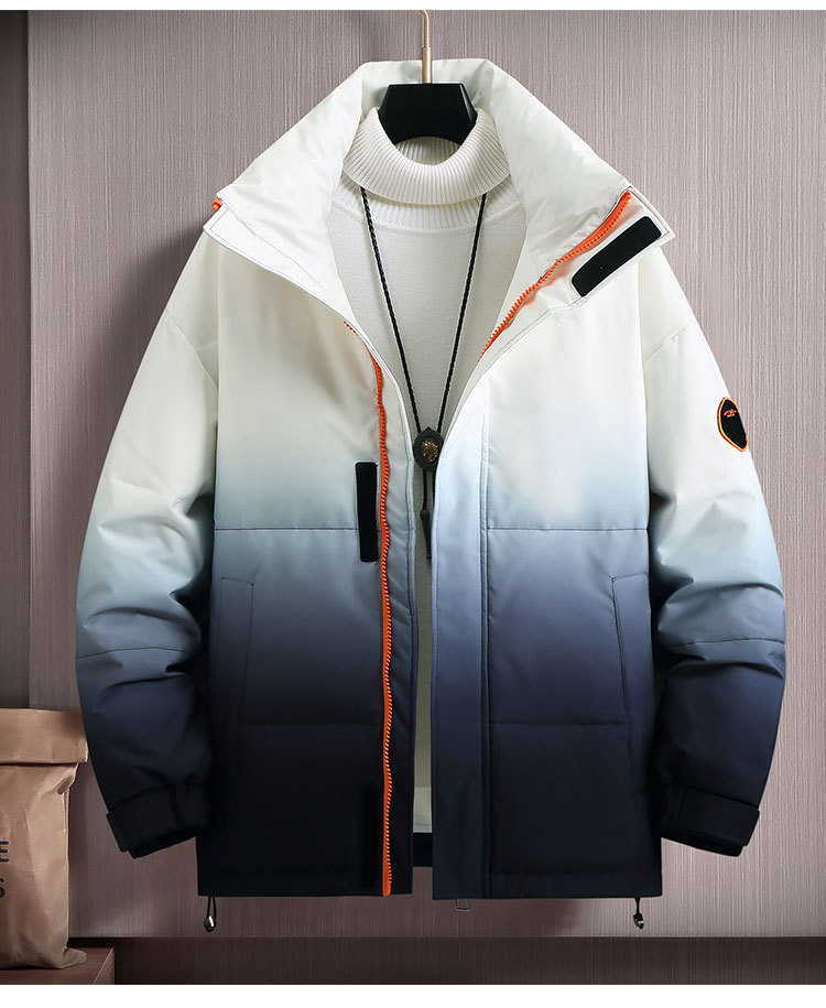Herren Winterjacke Mit Stehkragen Seidenbaumwolle Gradient_voghion.com
