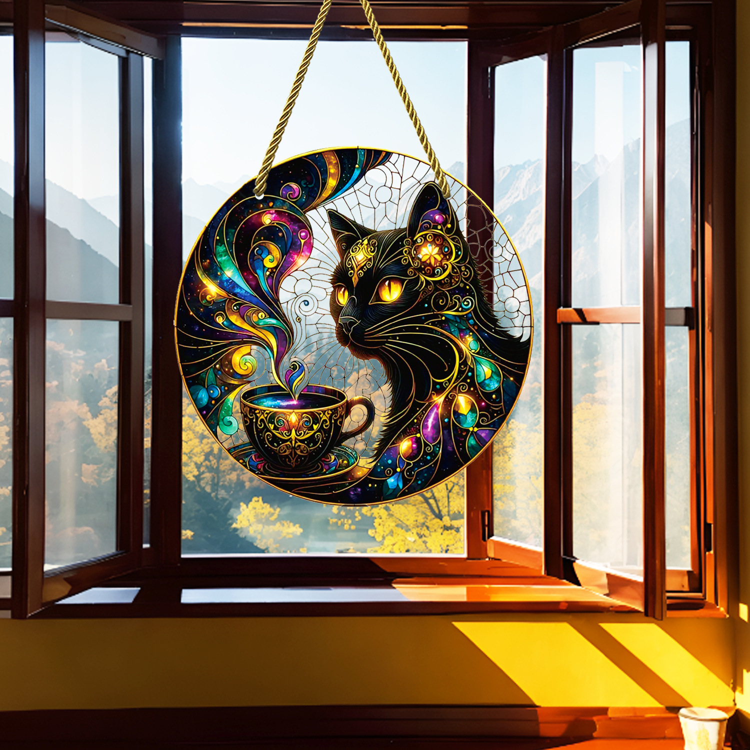 70g Weight pendant Home Textiles & Decor Type 1 Piece Quantity Indoor, Daily Occasion Acrylic Material Halloween Festival Moon, Cat Pattern Cute Style Handmade Craft Halloween Cute Moon Cat Acrylic Pendant 6