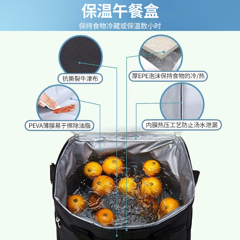 Tela Oxford, gran capacidad, isotérmico, para exterior, de mano, transfronterizo