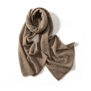 Spring Festival 24 Autumn and Winter Gift New Pure Cashmere Scarf Women's Knitted Solid Color Cashmere Shawl Long Cashmere Scarf