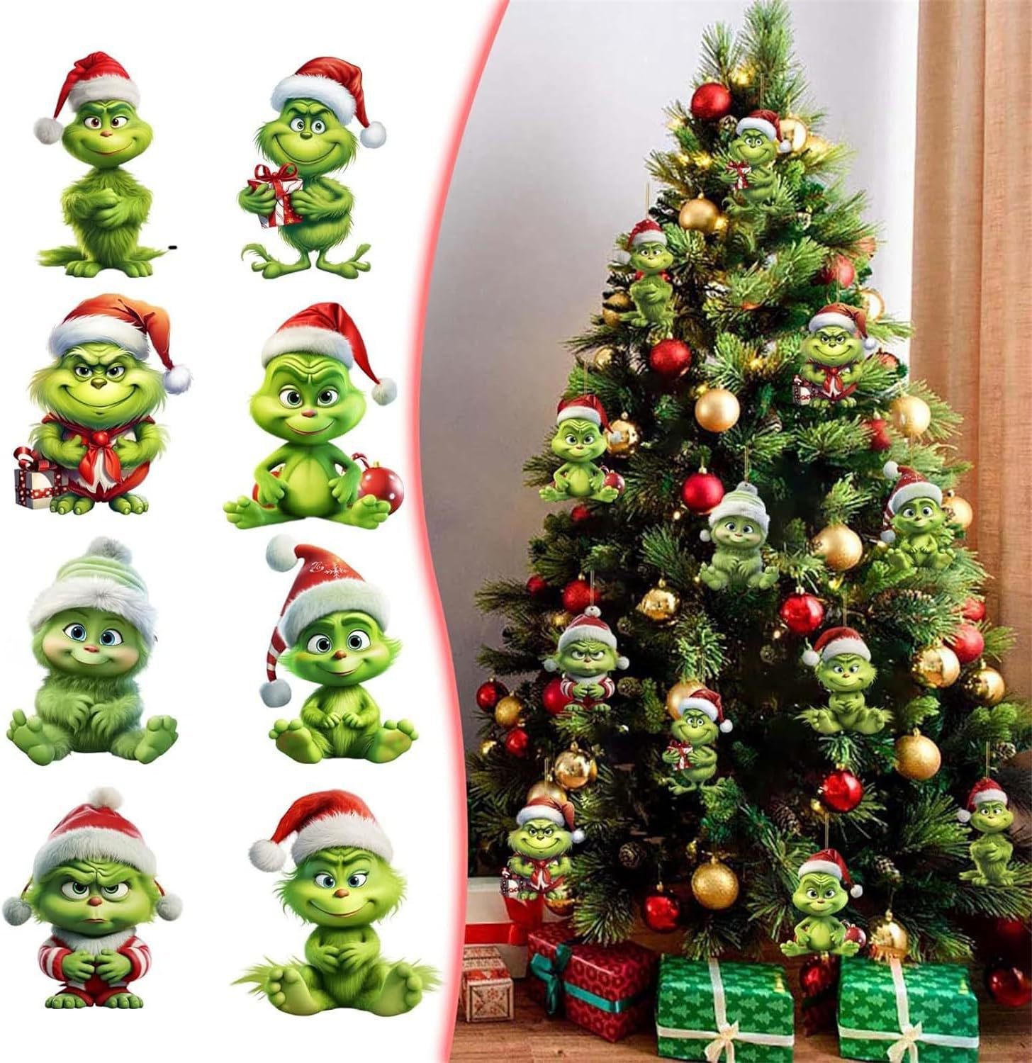 2023 transfronteriza nuevo Grinch adornos de decoración de Navidad de dibujos animados árbol de Navidad colgante decoración interior del coche de Navidad