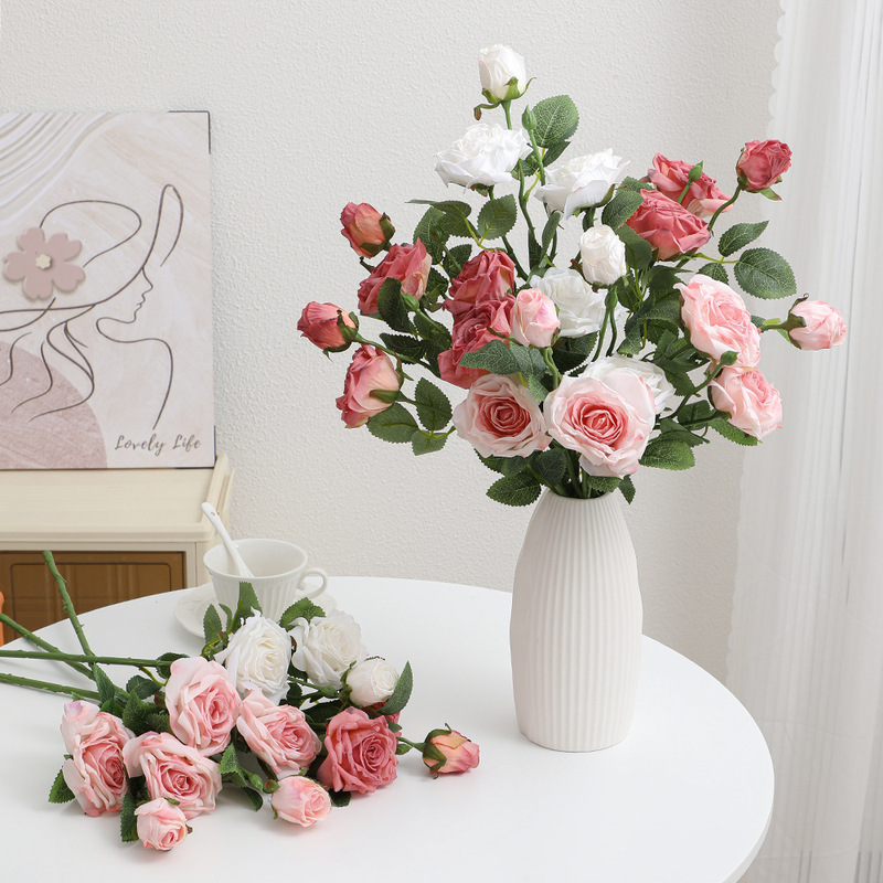 3 Artificial Roses with Burnt Edges, Vintage Oil Painting Style, Fake Flowers for Living Room Table Decoration, Wedding Arrangement, Photography Props 3 Artificial Roses with Burnt Edges, Vintage Oil Painting Style, Fake Flowers for Living Room Table Decoration, Wedding Arrangement, Photography Props