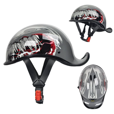 Motorcycle Safety Supplies – Retro Lightweight Cruising Helmet, Summer - bright-gray-venom-mhead-circumference-55-56cm