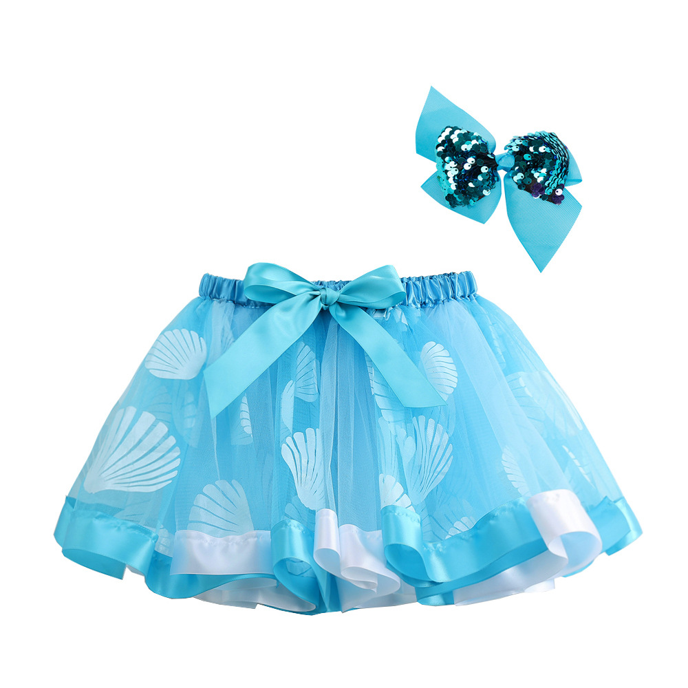 Malla europea y americana Arco Iris pettiskirt niños Tutu media longitud princesa vestido con arco tocado vestido de bebé