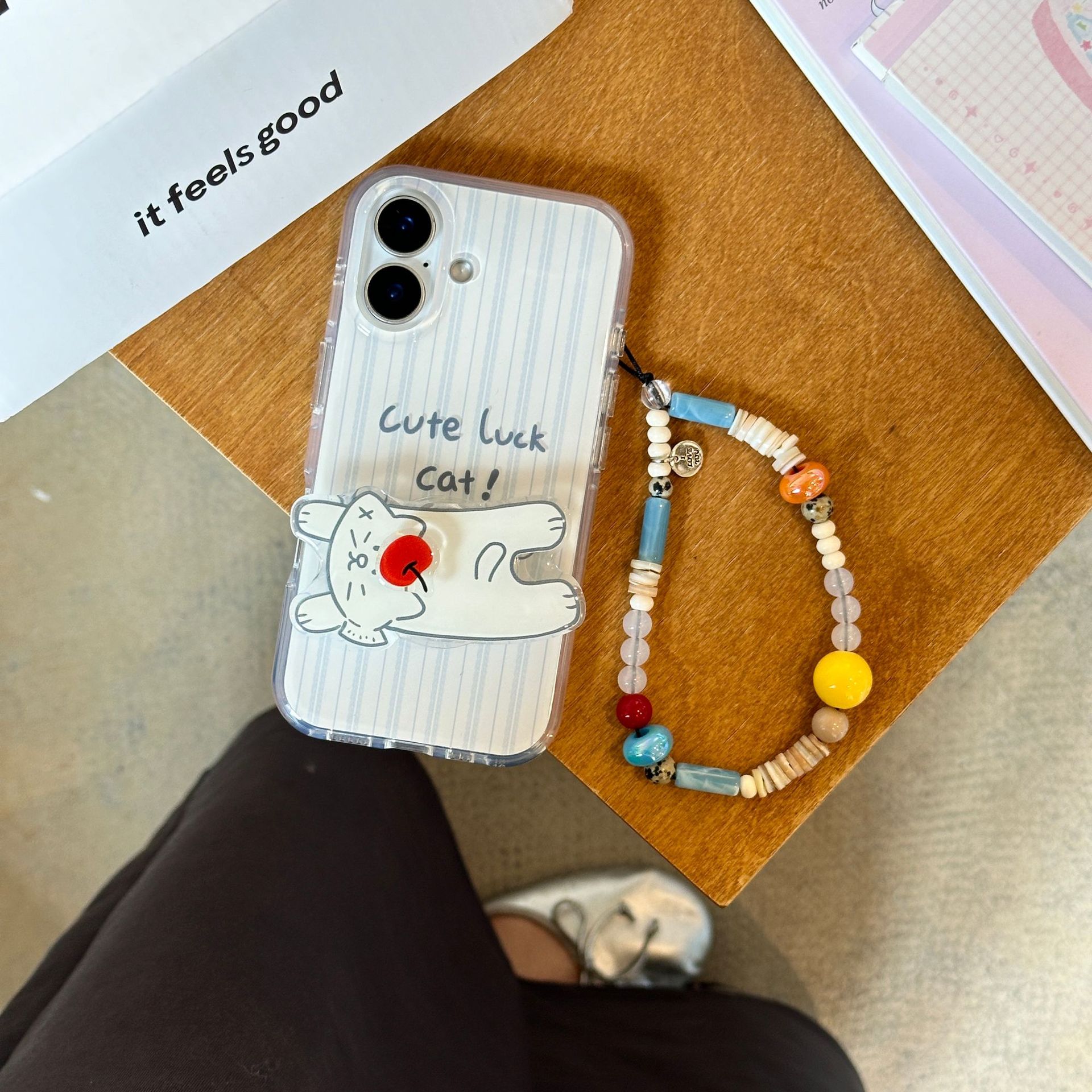 Simple gato a rayas azules para iPhone16 funda para teléfono móvil 15ProMax soporte 14/13 nuevo 16Pro