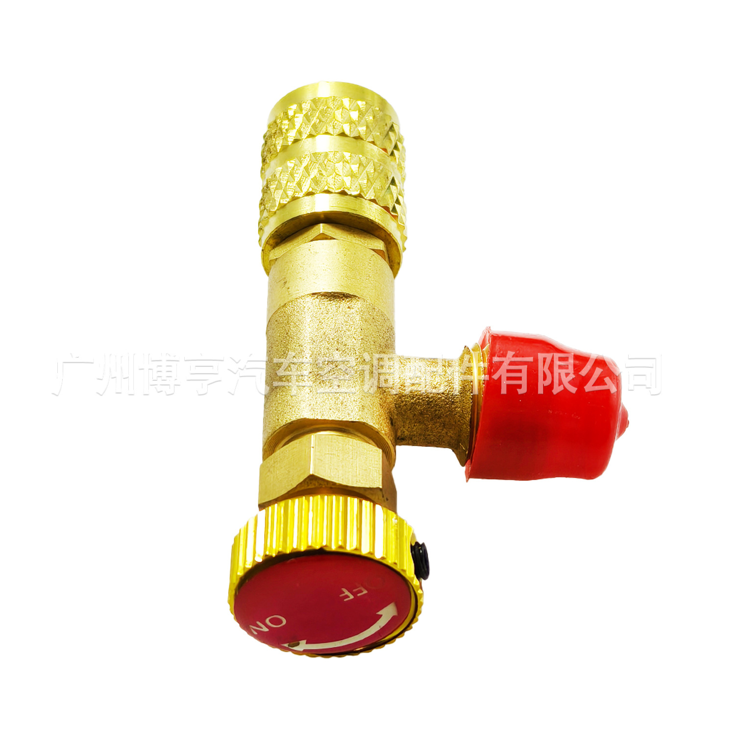 Liquid Filling Safety Valve with Copper Threaded Interface, Automotive Air Conditioning Fluorine Filling Safety Valve, Gold-Colored Exhaust Valve