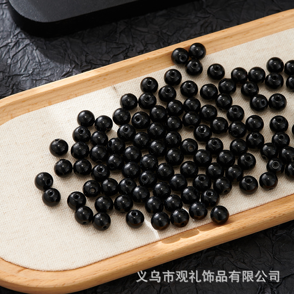 Primavera y verano imitación de cristal imitación de jade natural de 8mm de color sólido perlas de vidrio perlas diy accesorios de pulsera perlas sueltas