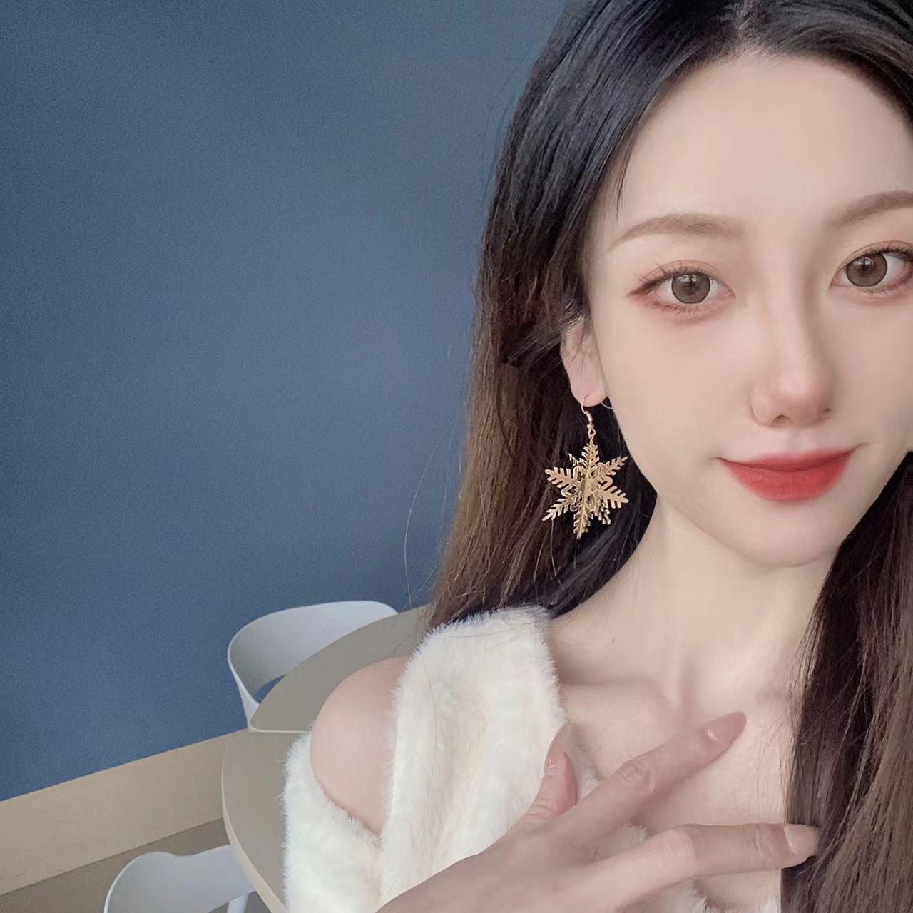 13g Weight Drop Earrings Classification Fashion Snowflake Metal Plating Women's Drop Earrings 1 Pair
