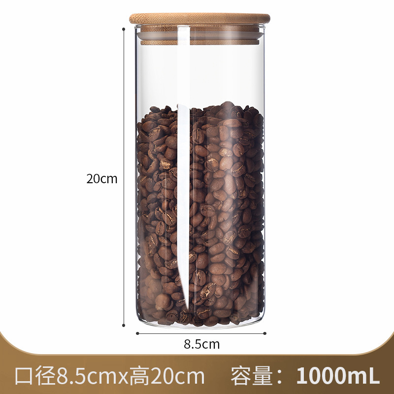 Tanque de almacenamiento de vidrio, tanque sellado recto, tanque de almacenamiento de borosilicato de grado alimenticio transparente, tanque de té de granos de cocina al por mayor