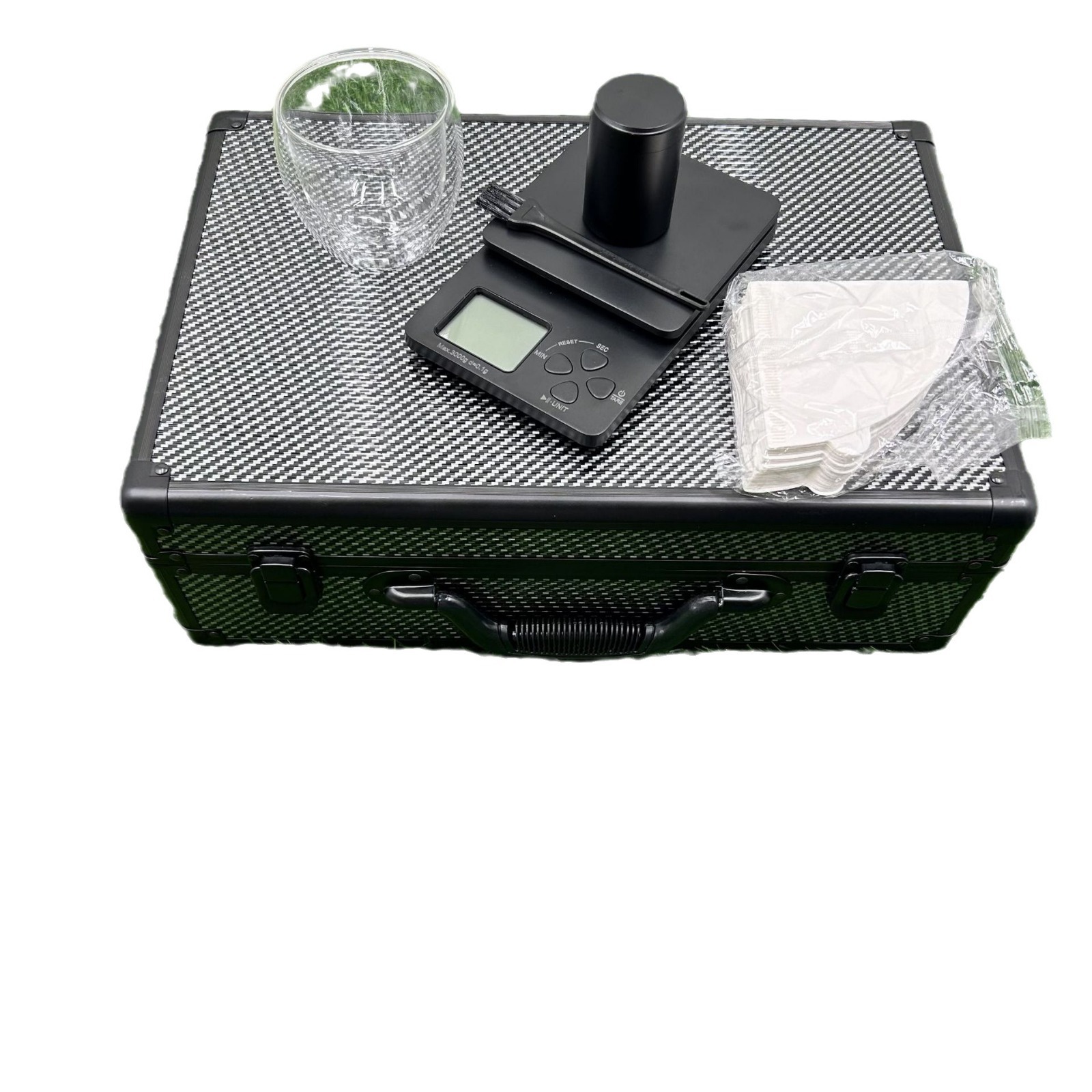 Exquisito caja de aluminio mano-elaborada café traje mano café caja de regalo conjunto de 10 viaje al aire libre portátil café traje