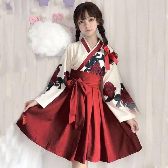 Hanfu Women's Collar Skirt Student's Ancient Costume Long Fairy Daily Costume Wide Sleeve Chinese Style Kimono