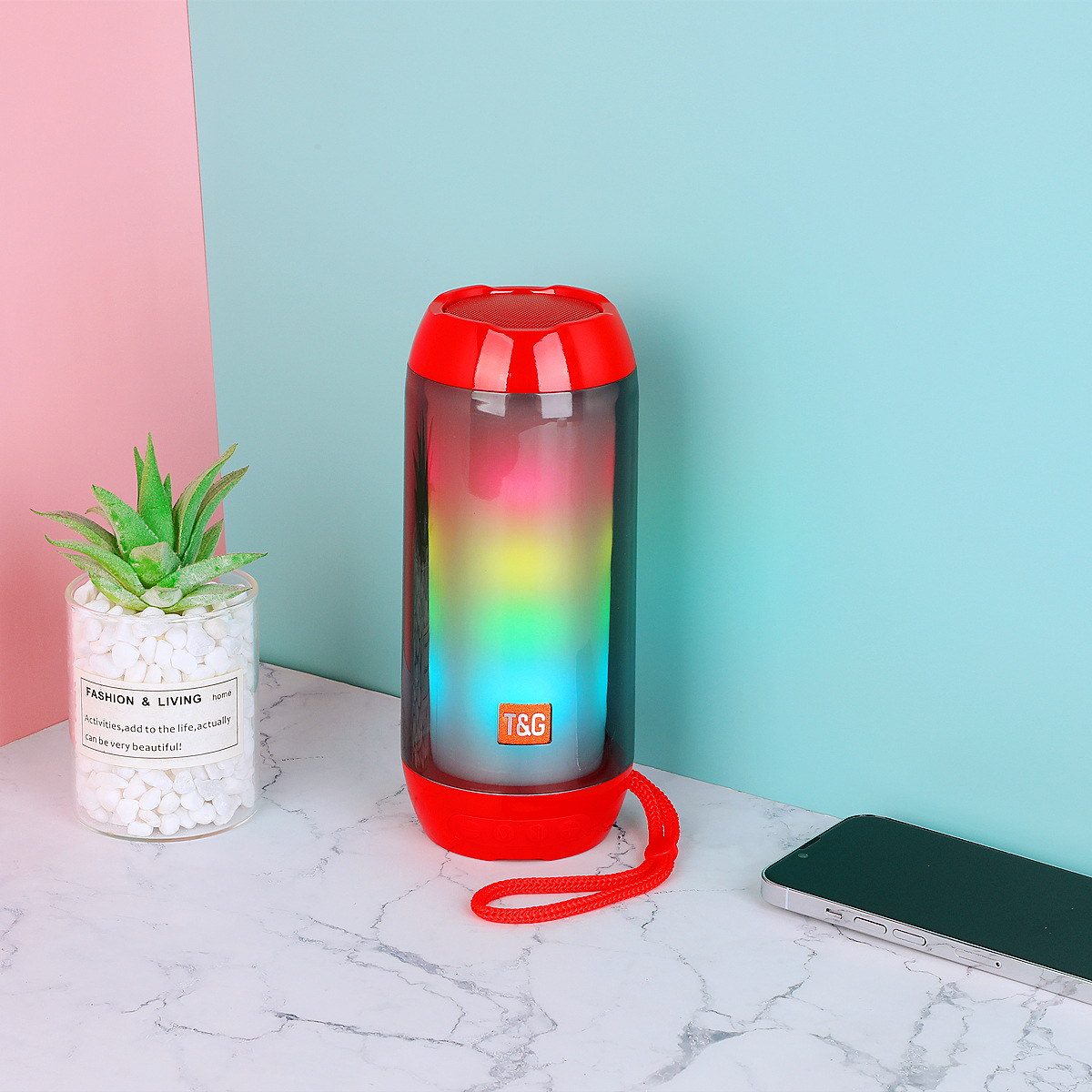 TG - 643 altavoz bluetooth colorido cool RGB dinámico respiración luz estéreo 3D inalámbrico tarjeta portátil USB sonido