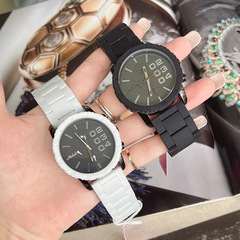 網紅黃加藍色同款時尚潮流女士手錶2022新款陶瓷殼情侶表女表男表