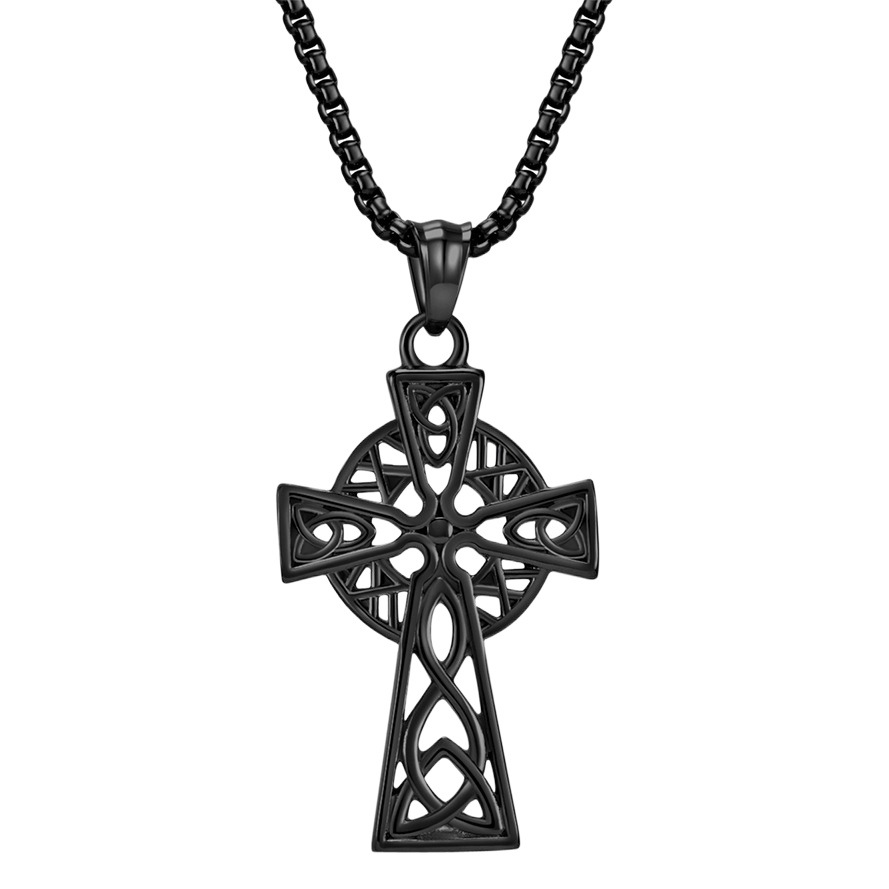Nordic Viking Celtic Triangle Knot Titanium Steel Cross Necklace Moderate Sex Cold Fashion People Wear Chain Pendant