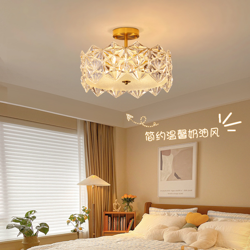 Luz de dormitorio lujosa luz de cristal de estilo francés lámpara de habitación moderna y simple comedor sala de estar dormitorio principal luz de techo 413L