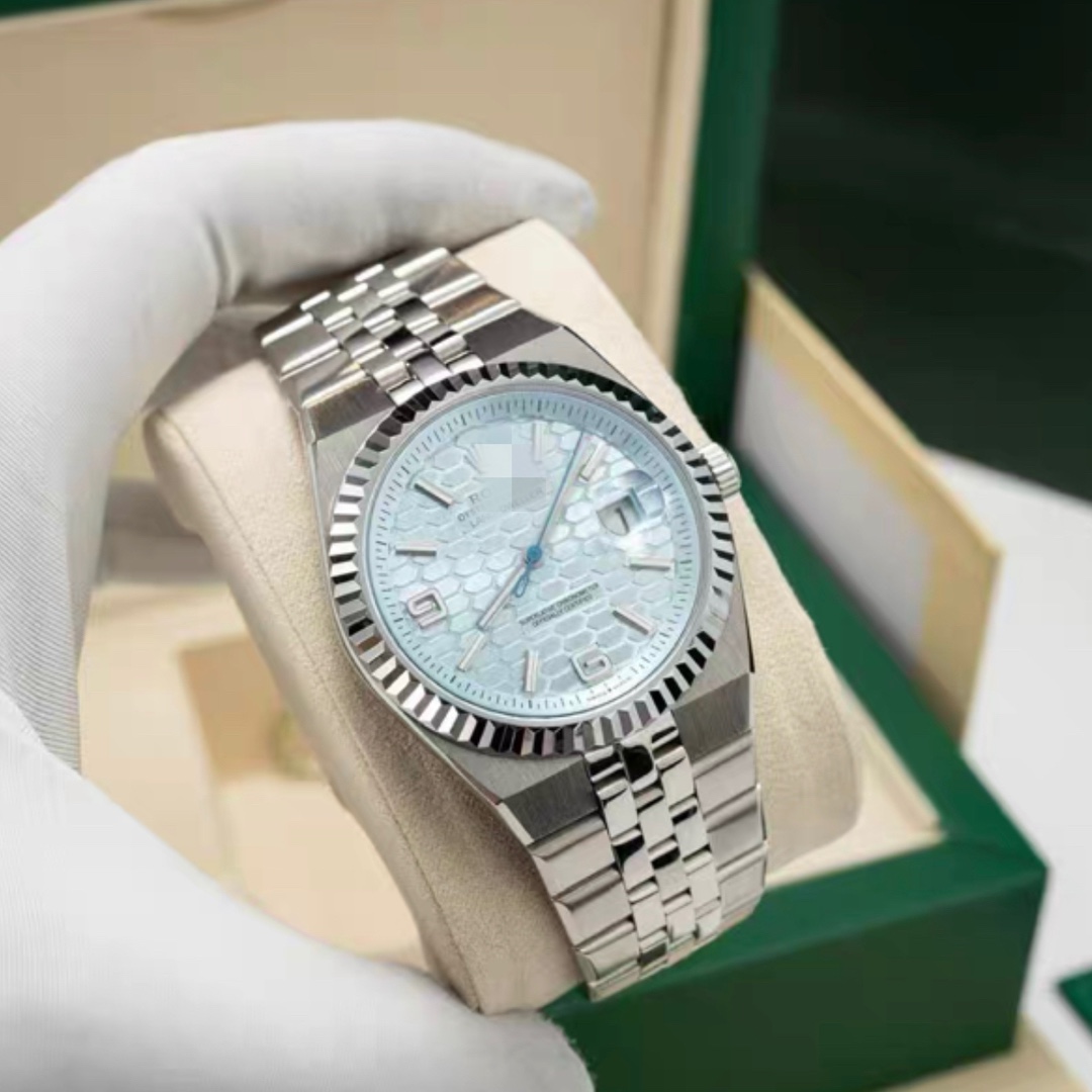 In-Stock Laojia New Ice Blue Honeycomb Pattern Diary Series Men's Automatic Mechanical Watch Steel Strap 40