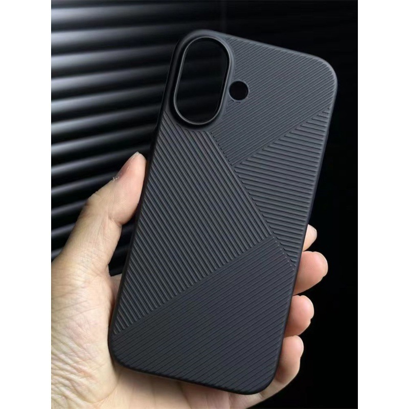 立体条纹几何适用苹果17手机壳超轻薄iPhone17promax纯黑色磨砂16|undefined