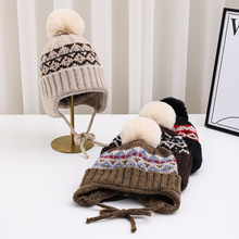 新款韩版毛线帽女秋冬加厚保暖护耳毛球加绒雷锋帽男休闲针织帽