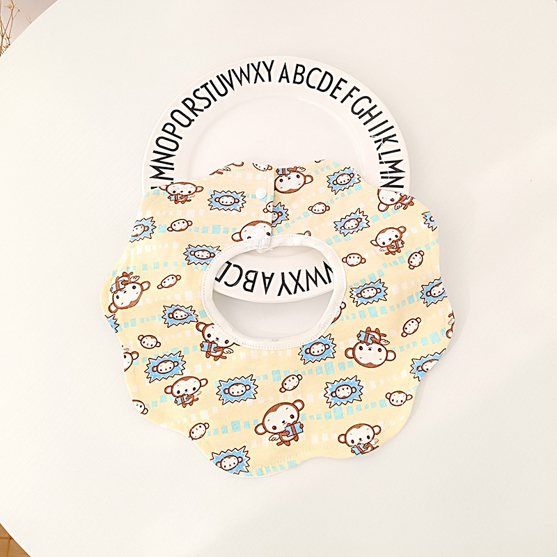 Bebé recién nacido otoño e invierno nuevo estilo flor saliva toalla algodón bebé impermeable escupir babero 360 grados rotación