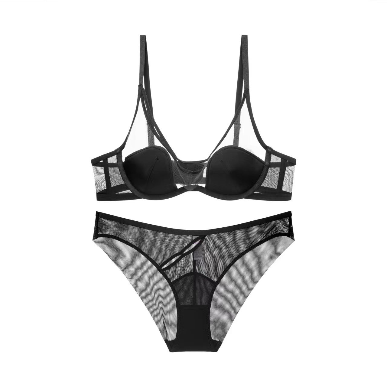 Ropa interior de las mujeres sexy Sujetador de encaje traje transfronterizo puro deseo sin costuras pequeño pecho empuje hacia arriba el comercio exterior sujetador transparente Delgado