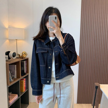 高阶款！ 复古单宁 原色明线盖袋简约箱式显瘦牛仔夹克上衣短外套