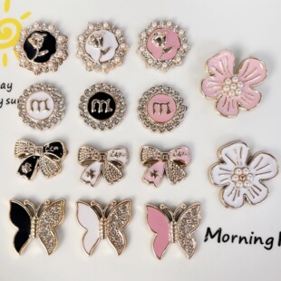 High-End Kc Gold Powder Full Diamond Pearl Flower DIY Bow Hair Accessories Mobile Phone Case Patch Hole Shoe Shoe Flower Accessories