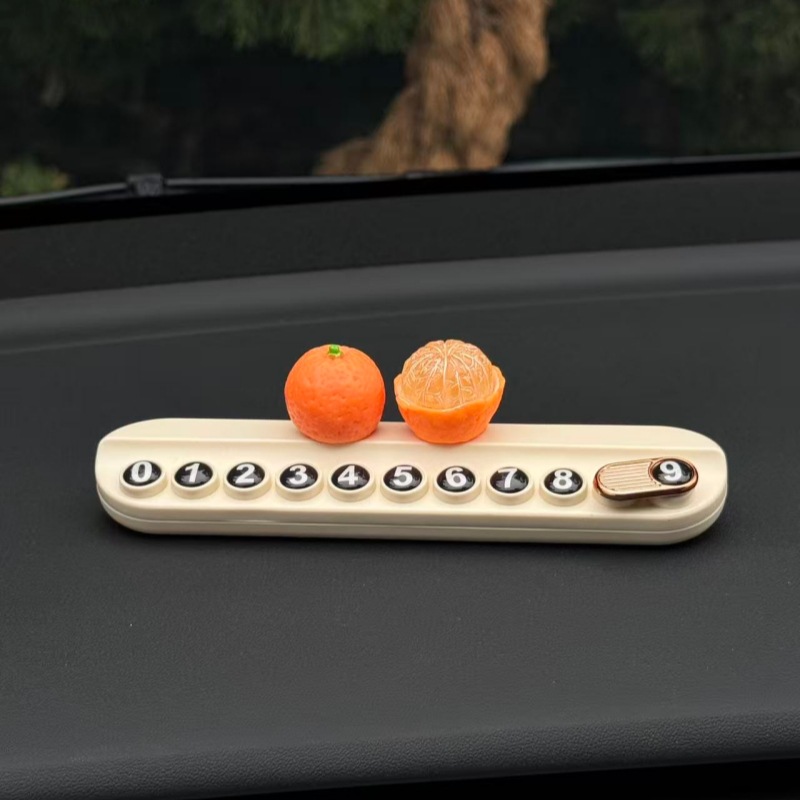 Fruit-Scented Number Plate for Good Luck, Temporary Parking Sign, Car Interior Decoration, Realistic Fruit Ornament