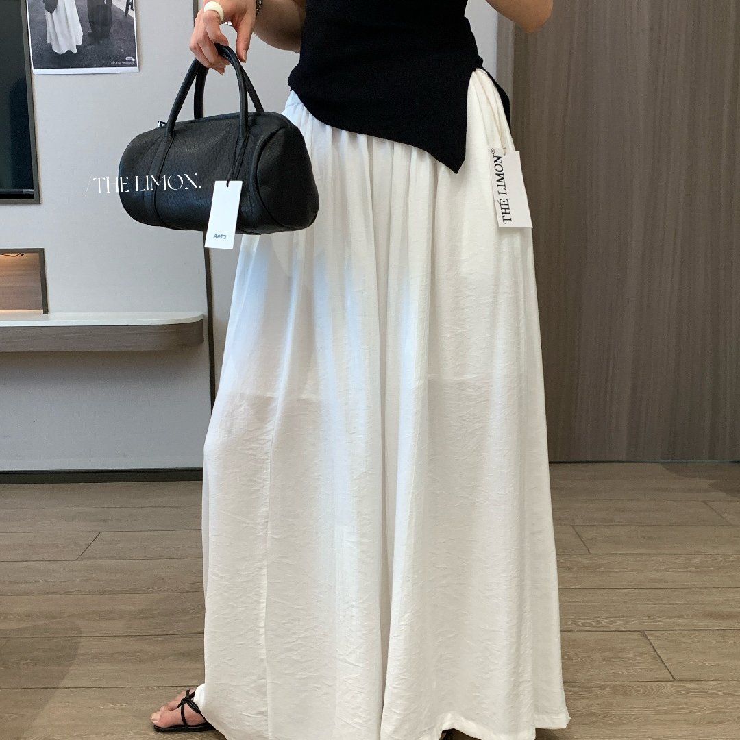 Quần culottes nữ ống rộng cạp cao dáng lười mùa hè 2026 — Thẻ nông, màu đen, màu hồng, màu cam