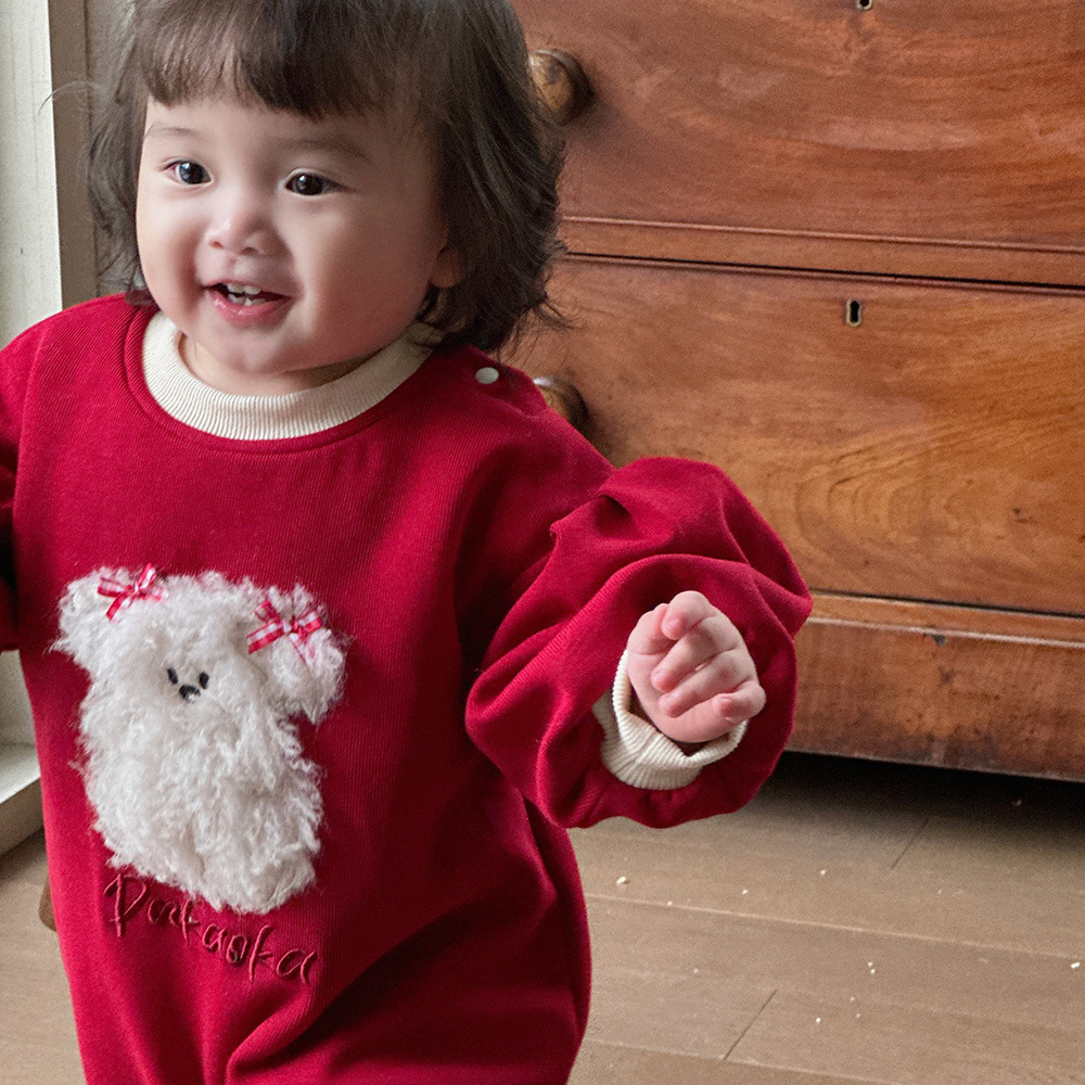 Ropa de Año Nuevo para bebés y niños pequeños, mamelucos cálidos acolchados en otoño e invierno