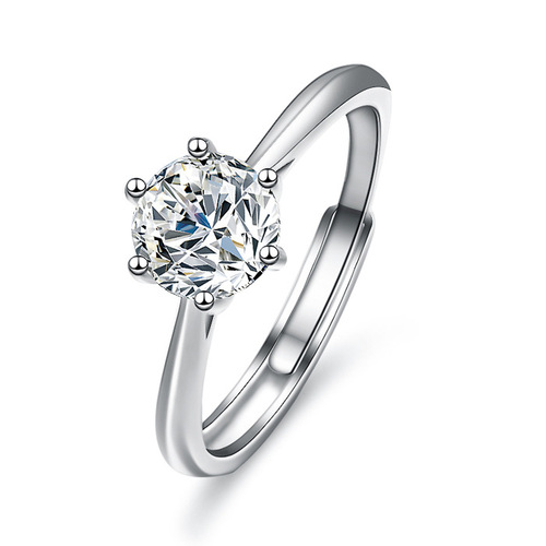 Live Stream Supply D Color Moissanite Ring for Women Pure Silver 1 Carat Multiple Styles Ins Six Claw Ring Manufacturer Wholesale