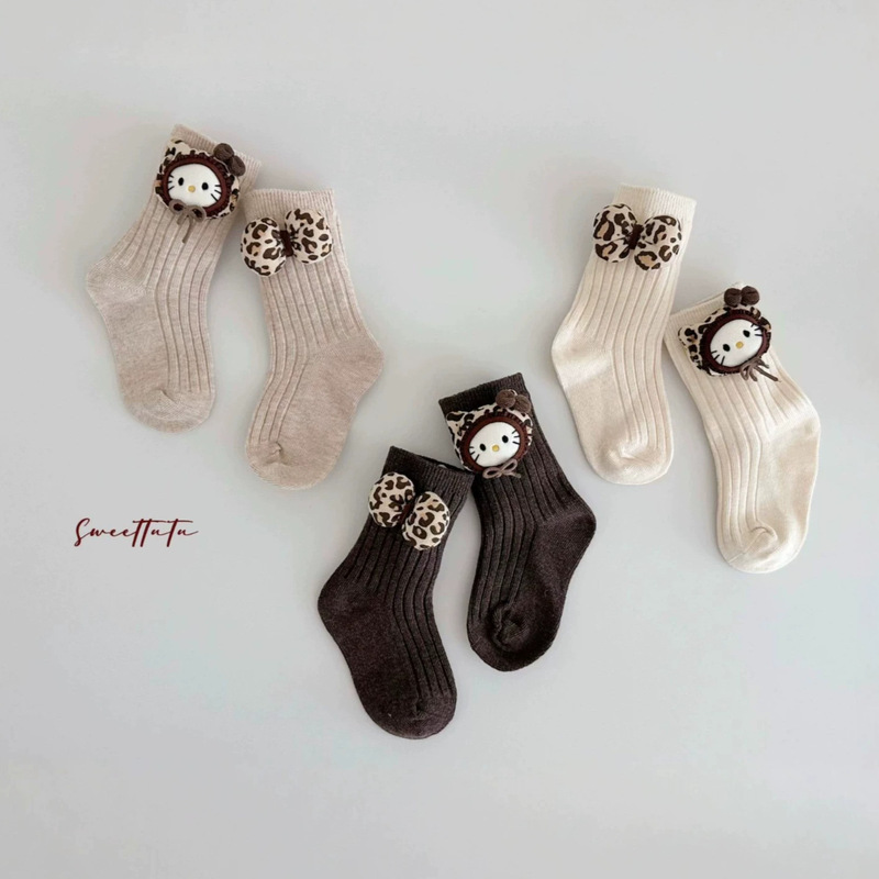 Yikatu children's socks wholesale 2026 autumn new cartoon leopard print bowknot socks Yikatu children's socks wholesale 2026 autumn new cartoon leopard print bowknot socks
