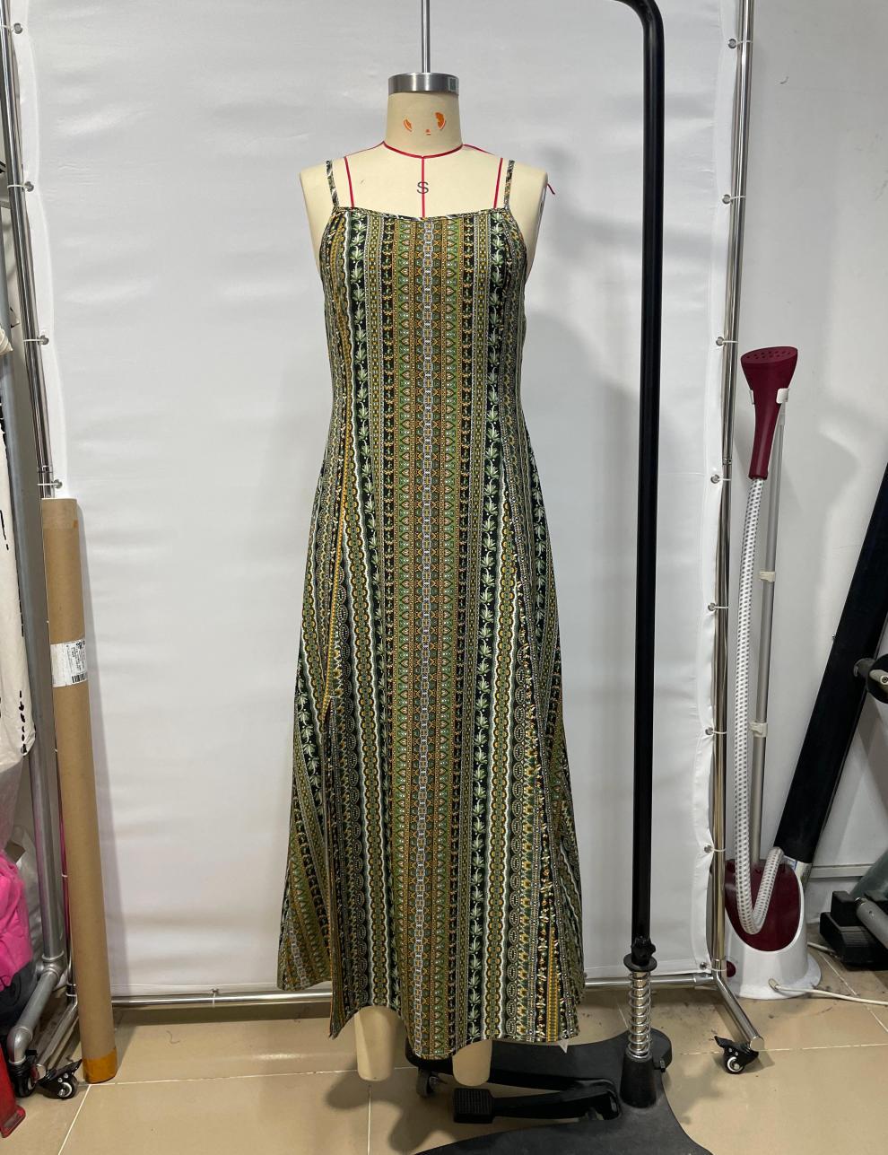 Bohemian Women's Long Skirt Set Slim Fit Split Design Elegant Style_voghion.com