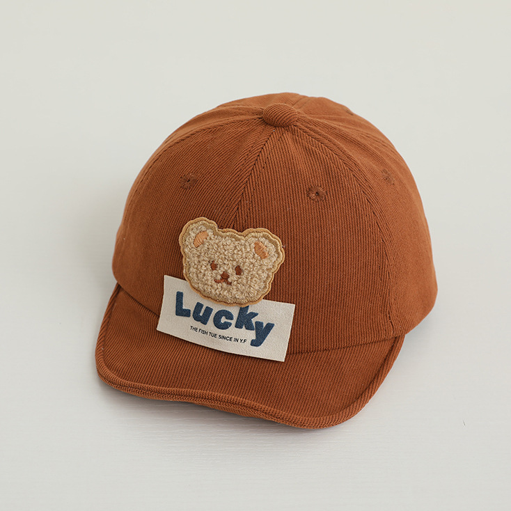 Bebé enarboló el otoño y el invierno bebé suave gorra de béisbol lindo oso de dibujos animados niños y niñas sombrero de pana