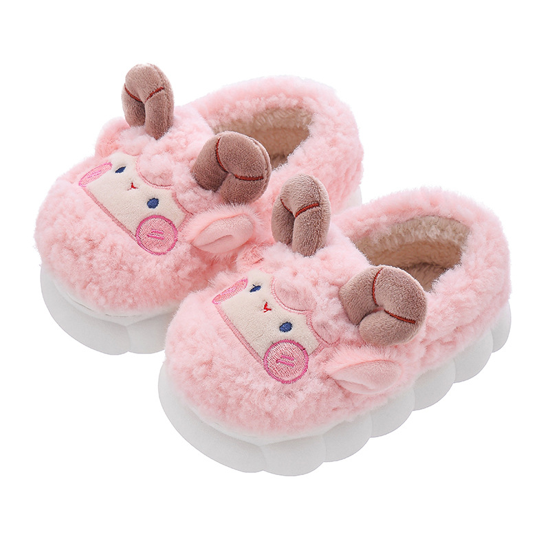 Zapatillas de algodón para niños de invierno para niños y niñas 2024 nuevos zapatos de algodón cálidos y peludos para niños grandes y medianos