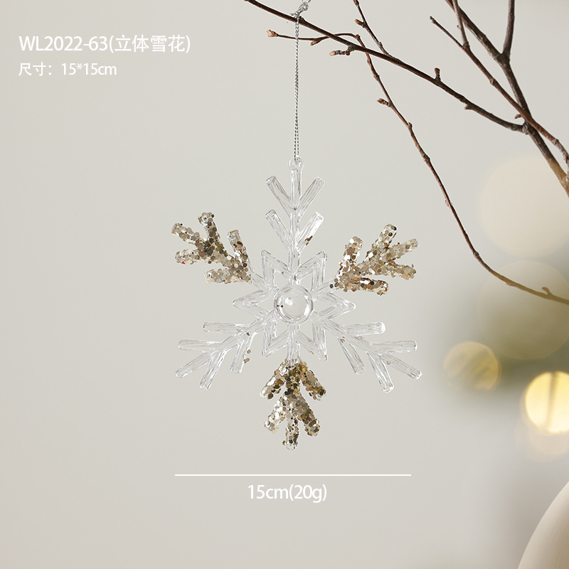 Decoraciones de árbol de Navidad ventana escenario de decoración accesorios colgante acrílico transparente flocos de nieve guirnaldas bolsas de regalo colgante