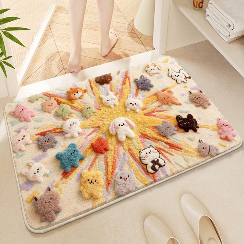 Cartoon Shin-Chan Bathroom Floor Mat, Bathroom Absorbent Mat, Non-Slip Carpet, Plush Decorative Foot Mat for the Toilet Door