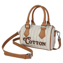 美式复古手提条纹包刺绣保龄球包 单肩腋下包仿帆布波士顿包定制