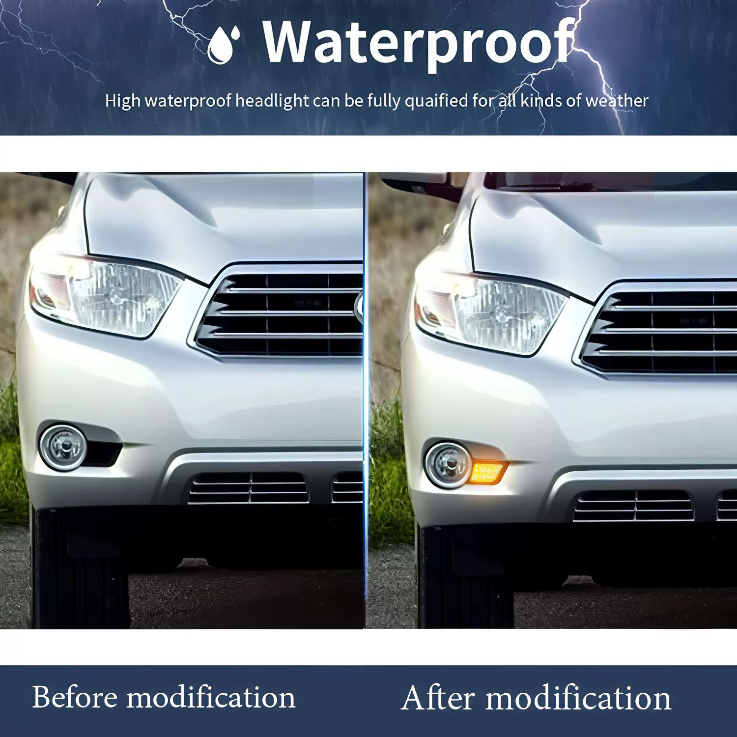 Suitable for 2009-2011 Toyota Highlander daytime running light front fog light frame modification LED daytime running light