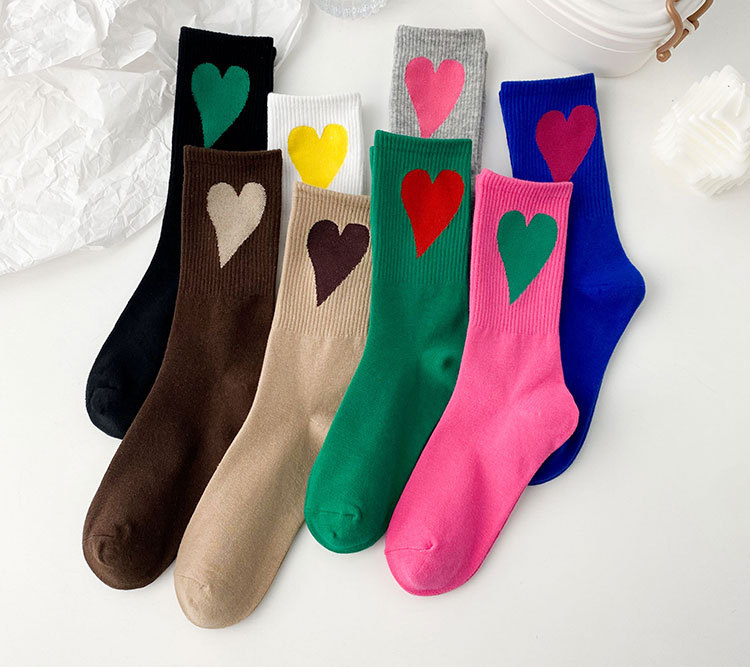 Simple Style Style Women's Simple Style Heart Shape Nylon Cotton Crew Socks A Pair